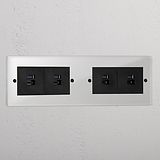 Clear 4x US A+C fast charge black