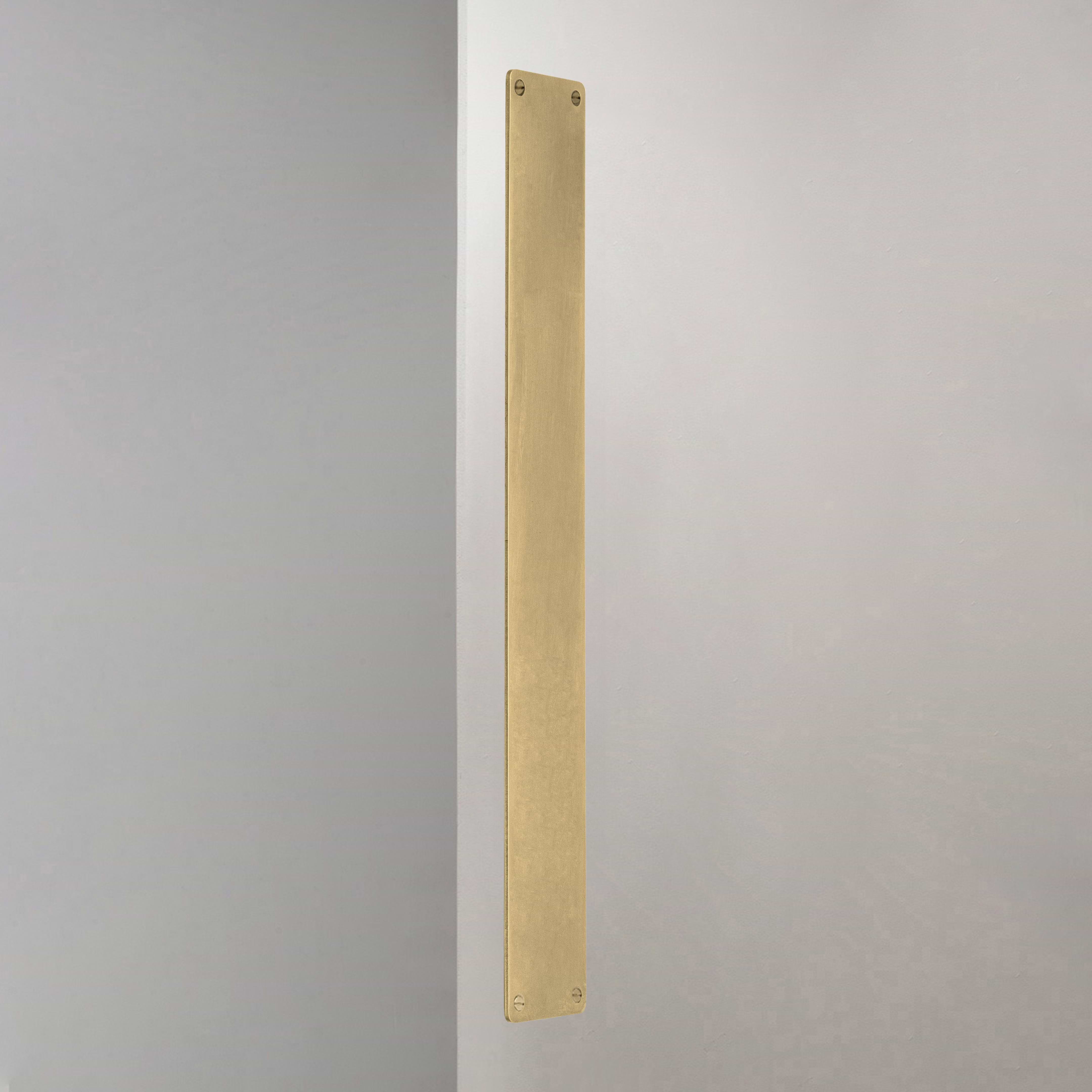 Corston Push Plate In Antique Brass On White Background