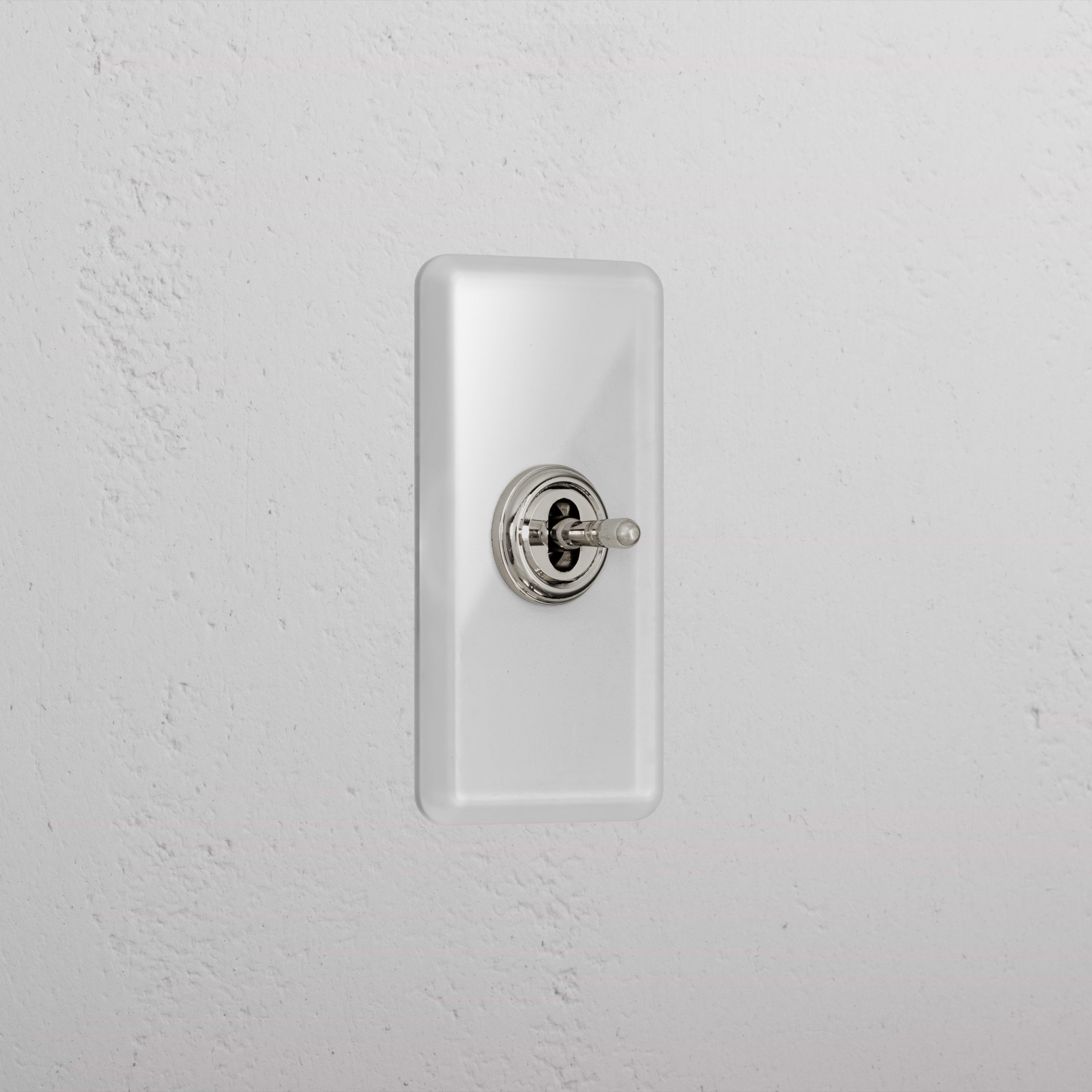 1G Architrave Centre Retractive Toggle Switch - Clear Polished Nickel