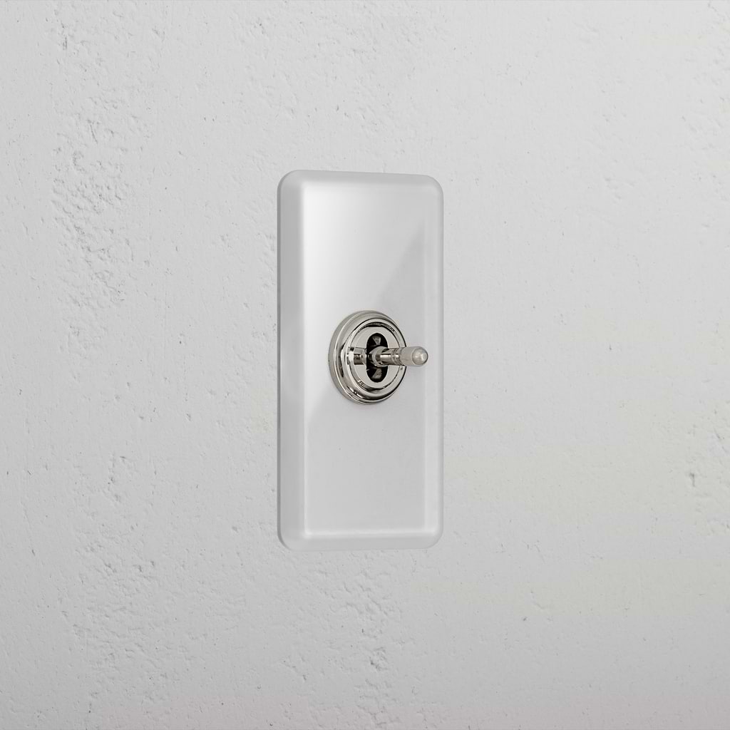 1G Architrave Centre Retractive Toggle Switch - Clear Polished Nickel