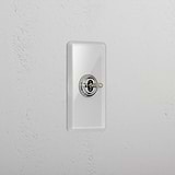 1G Architrave Centre Retractive Toggle Switch - Clear Polished Nickel