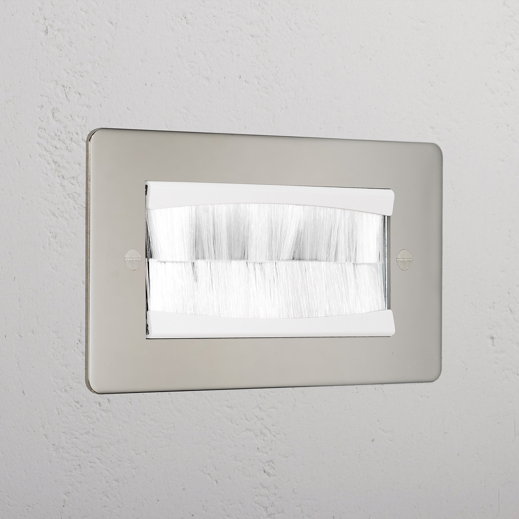 Designer Polished Nickel Double Module Brush Plate White