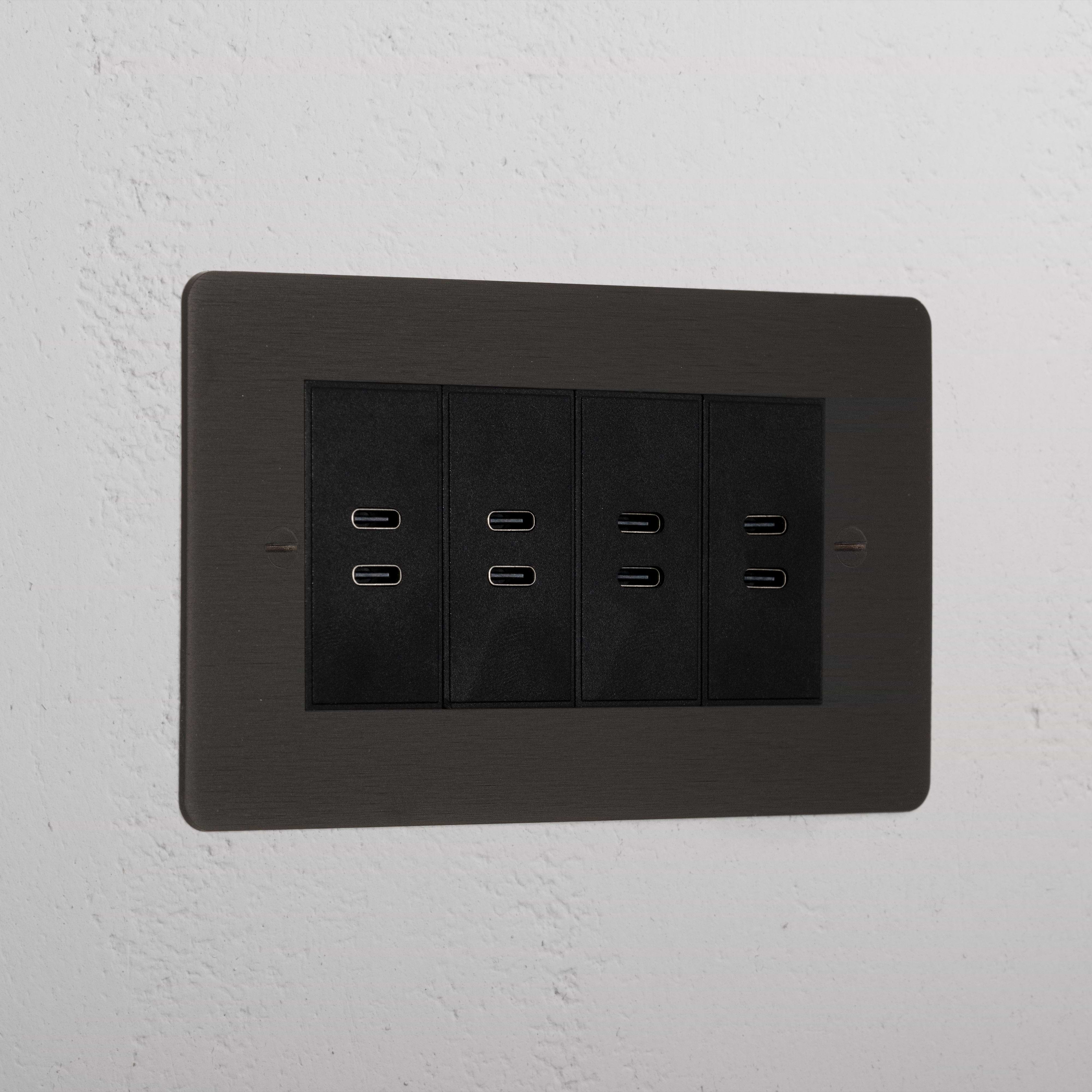 Bronze Premium 8x Usb-C Ports Socket Black