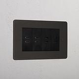 Bronze Premium 8x Usb-C Ports Socket Black