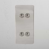 4G Vertical Two Way Toggle Switch in polished nickel finish with four switches on a sleek panel.
