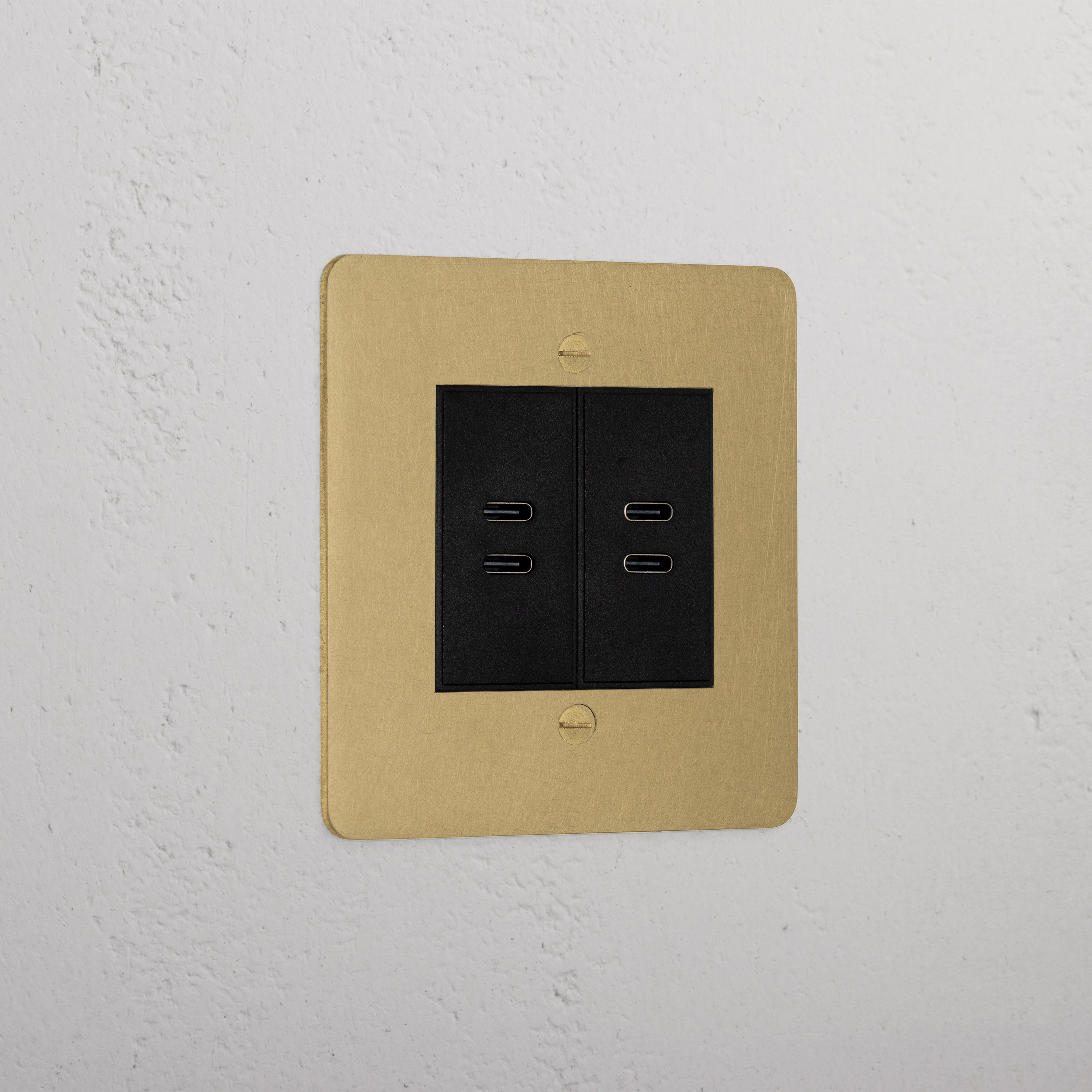 Antique Brass Elegant 2x Usb C+C Socket On White Background