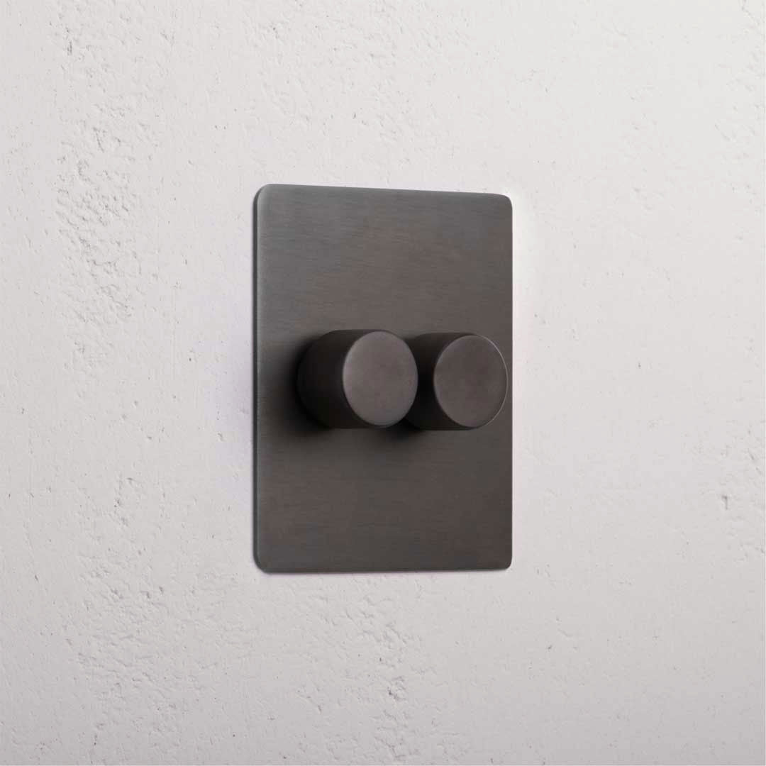 Bronze Slimline 2 Gang 2 Way Dimmer Light Switch