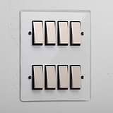 8G Two Way Rocker Switch - Clear Polished Nickel Black