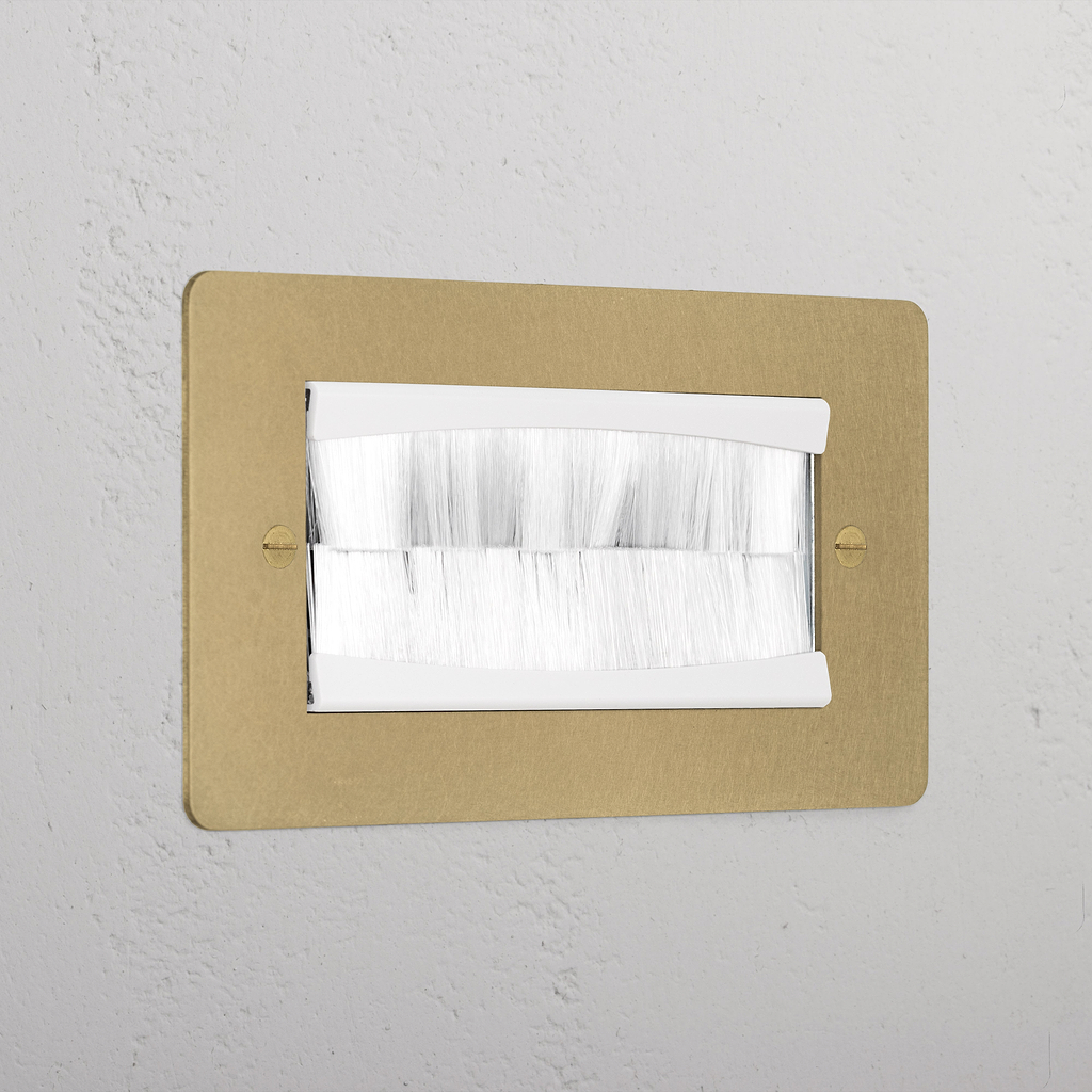 Designer Antique Brass Double Module Brush Plate White