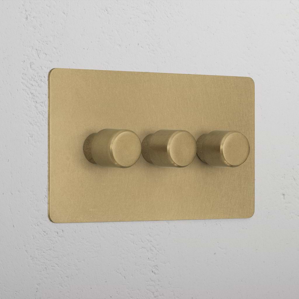 Designer Antique Brass 3 Gang 2 Way Dimmer Light Switch
