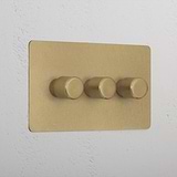 Designer Antique Brass 3 Gang 2 Way Dimmer Light Switch