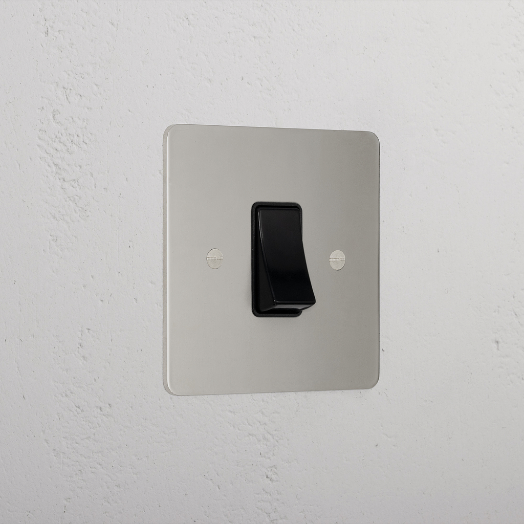 Designer Polished Nickel 45A Cooker Switch Black
