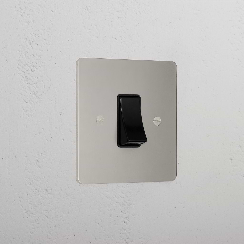 Designer Polished Nickel 45A Cooker Switch Black