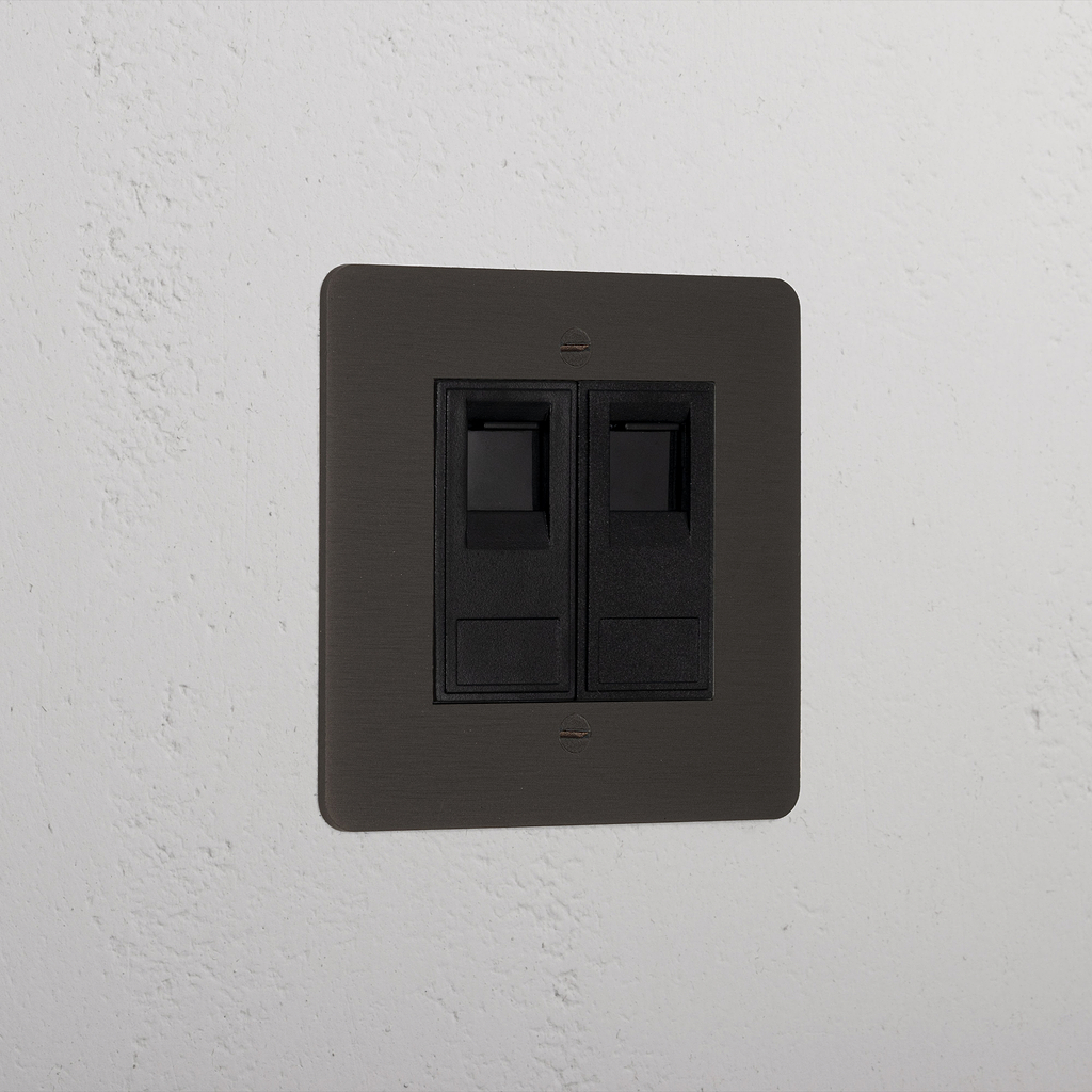 Bronze Designer 2x Cat6 Socket Black