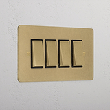 4G Two Way Rocker Switch - Antique Brass Black