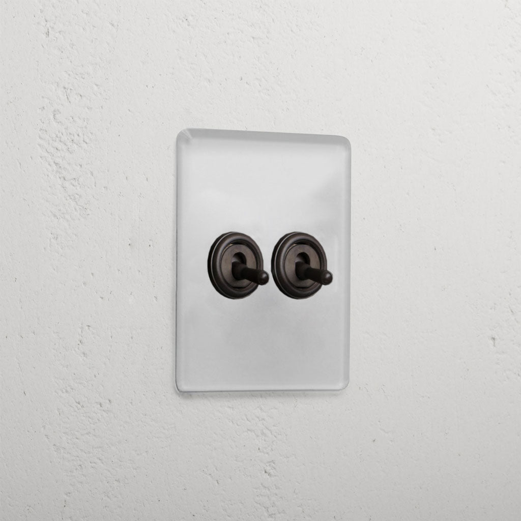 Clear Bronze Slimline 2 Gang 2 Way Toggle Light Switch