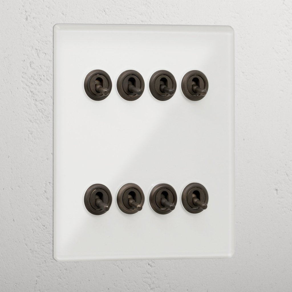 Clear Bronze 8 Gang 2 Way Elegant Toggle Light Switch