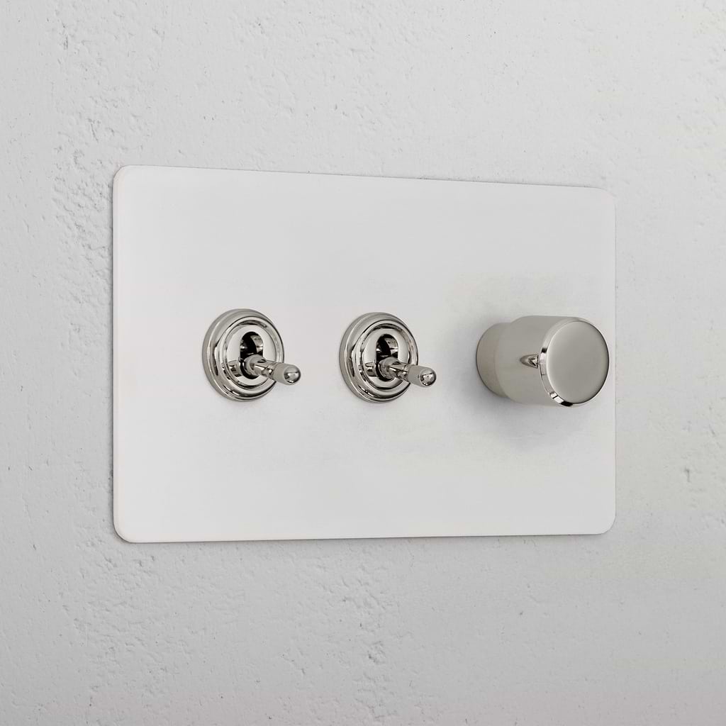 3G Mixed Switch 2T1D - Paintable Polished Nickel