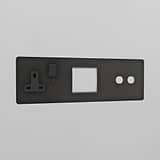 Single Socket UK & 1G 50mm Module & 2G Switch Plate - Bronze Black