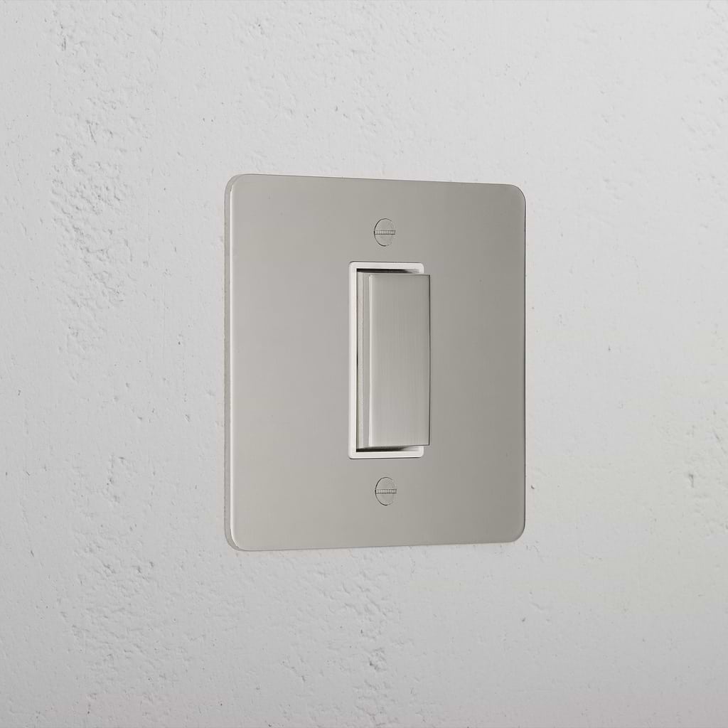 1G Centre Retractive Rocker Switch - Polished Nickel White