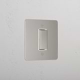 1G Centre Retractive Rocker Switch - Polished Nickel White