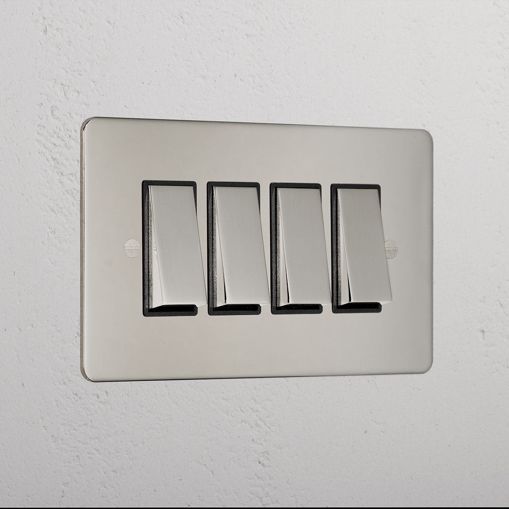 4G Two Way Rocker Switch - Polished Nickel Black