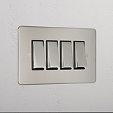 4G Two Way Rocker Switch - Polished Nickel Black