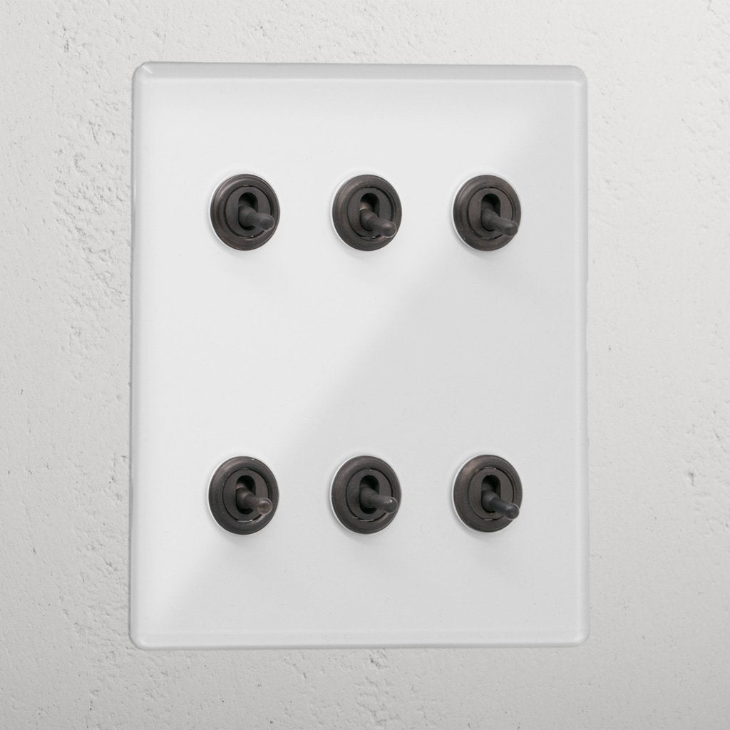 Clear Bronze 6 Gang 2 Way Interior Toggle Light Switch