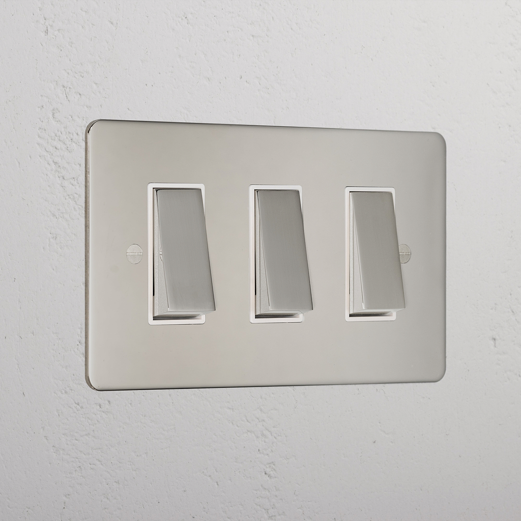 3G Two Way Rocker Switch - Polished Nickel White