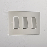 3G Two Way Rocker Switch - Polished Nickel White