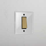 1G Two Way Rocker Switch - Clear Antique Brass Black