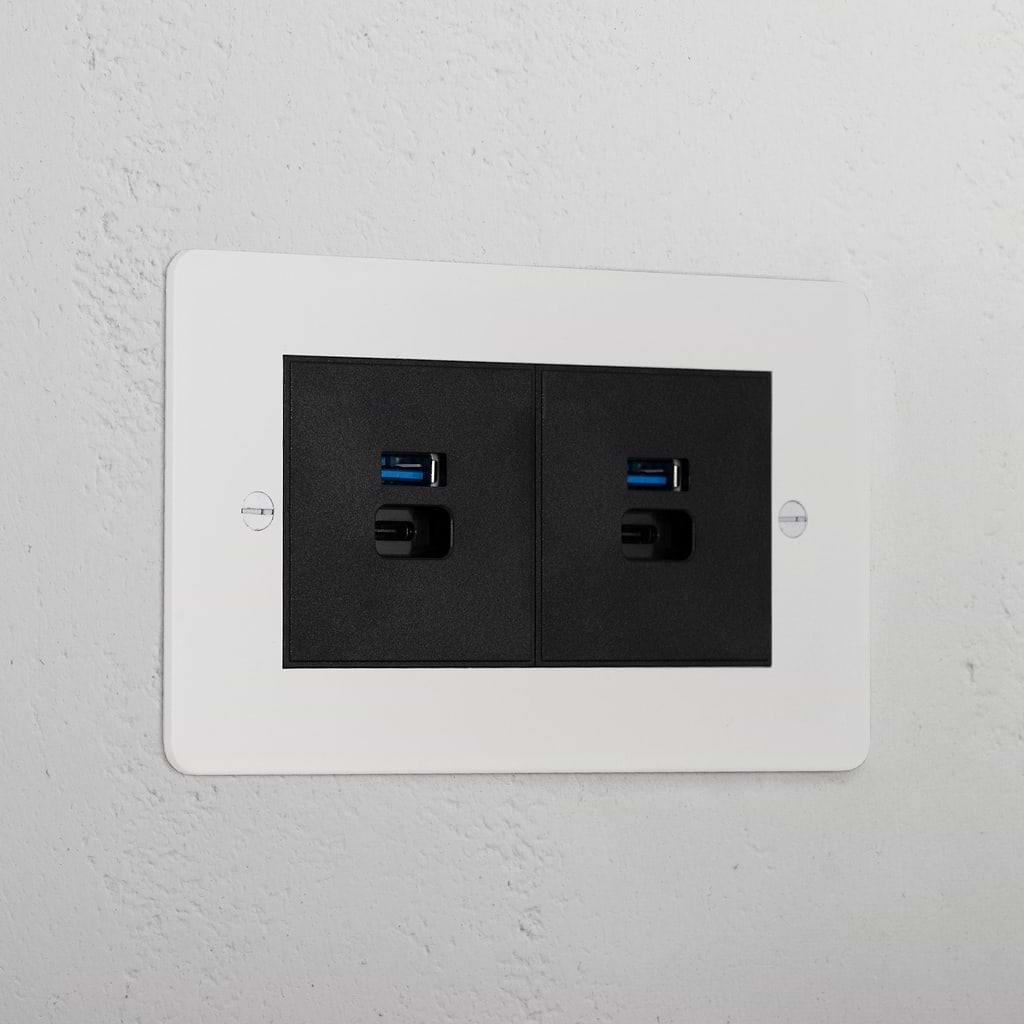 2X USB A+C Fast Charge Socket _ Paintable Black