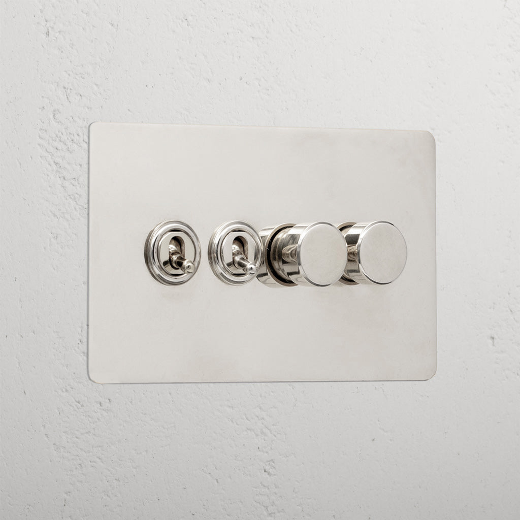 Premium Polished Nickel 4 Gang Mixed Light Switch