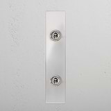 2G Architrave Two Way Toggle Switch in Clear Polished Nickel, sleek design for modern interiors.