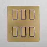 Antique brass black 6G two-way rocker switch on a white wall, part of 6G switches & dimmers collection.