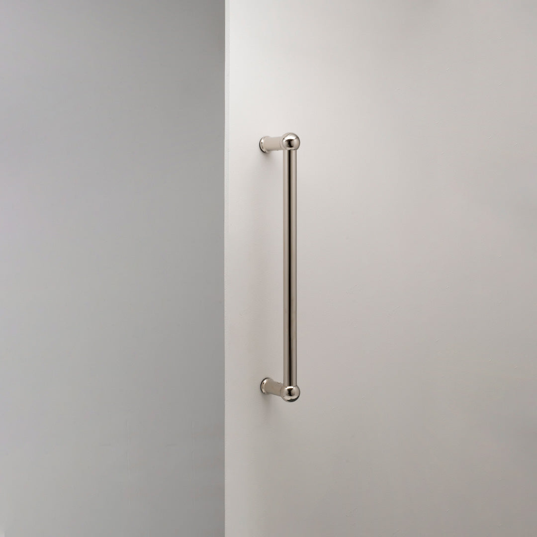 Polished Nickel Harper Single Pull Handle 320mm On White Background