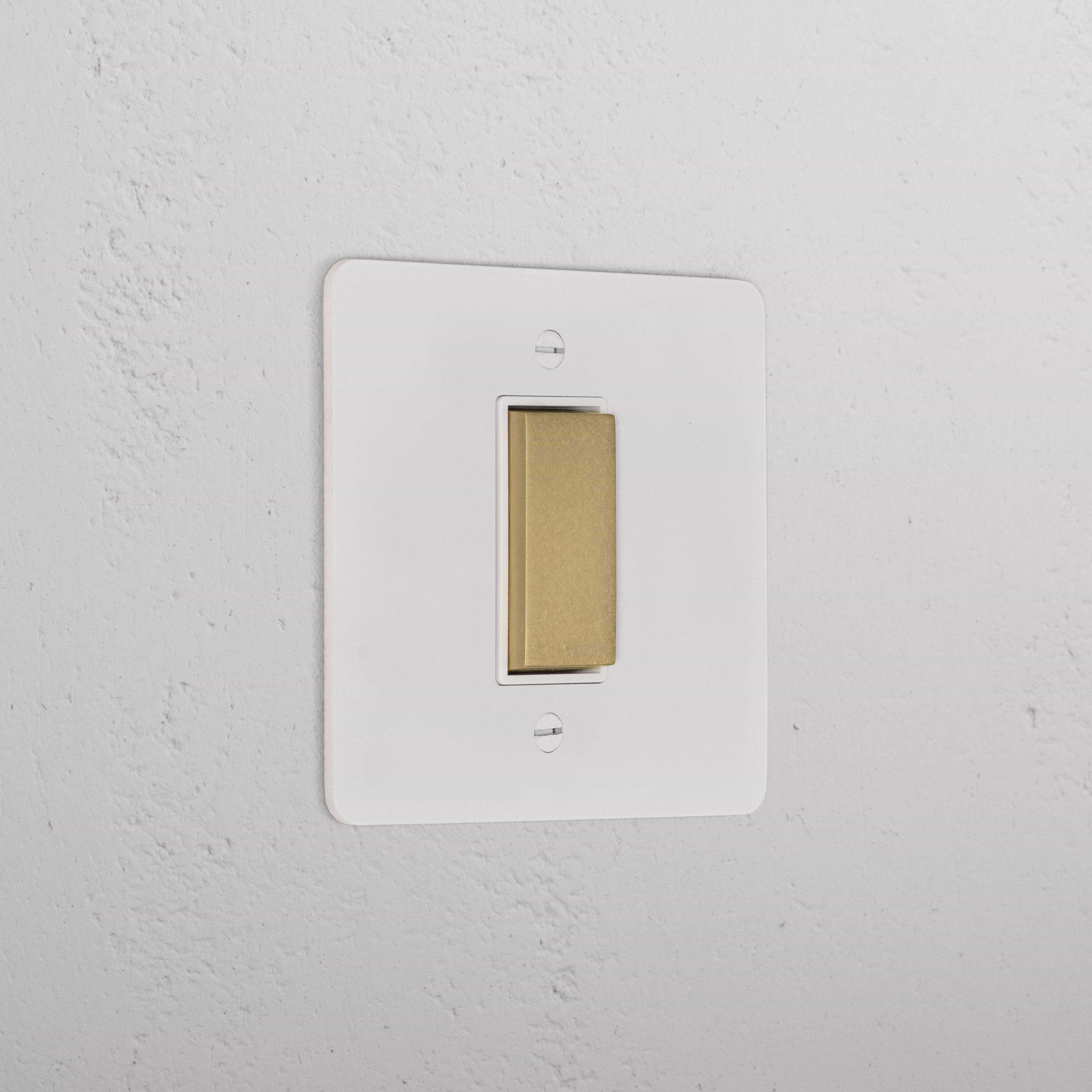 1G Centre Retractive Rocker Switch _ Paintable Antique Brass White