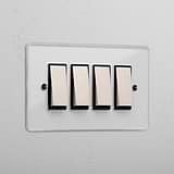 4G Two Way Rocker Switch - Clear Polished Nickel Black