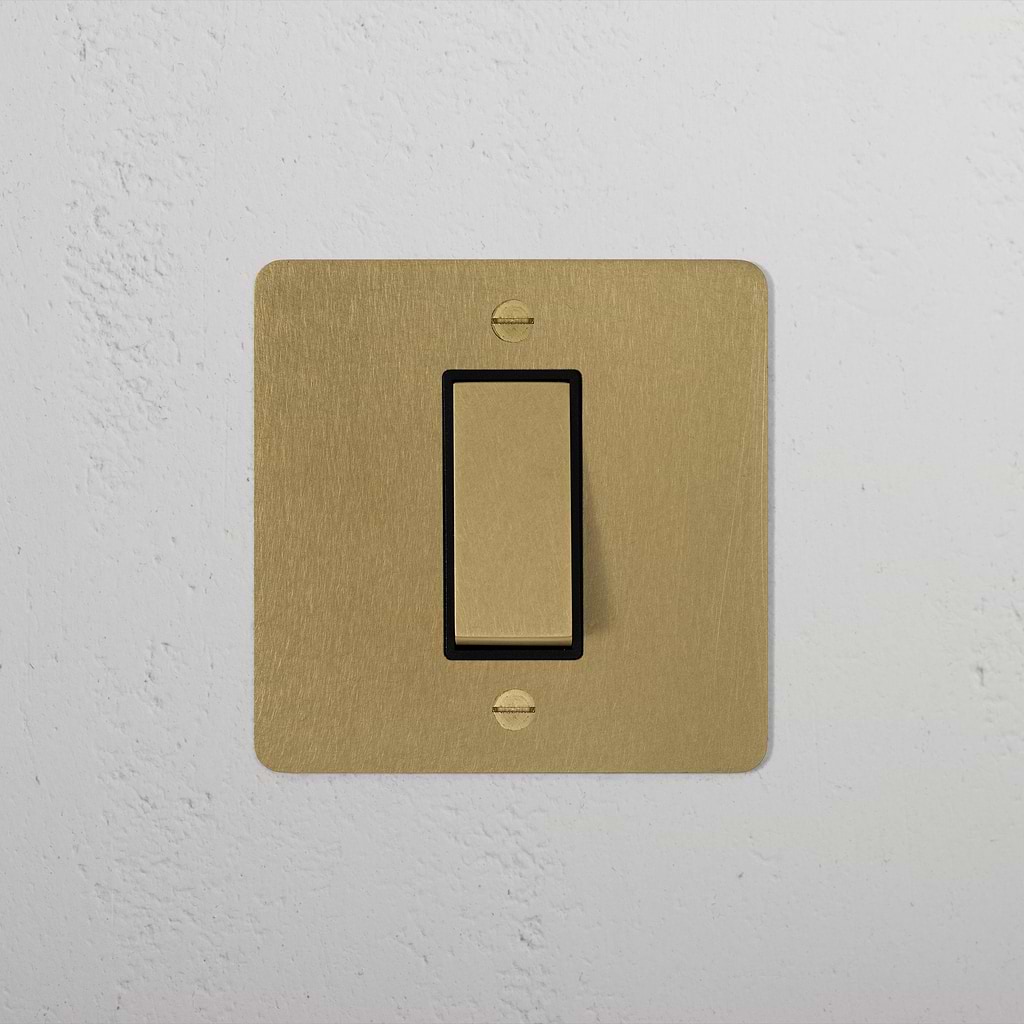 1G Retractive Rocker Switch | Antique Brass Black | Corston