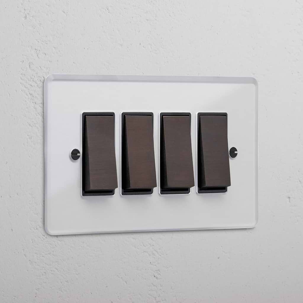4G Two Way Rocker Switch - Clear Bronze Black