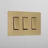 3G Two Way Rocker Switch - Antique Brass Black