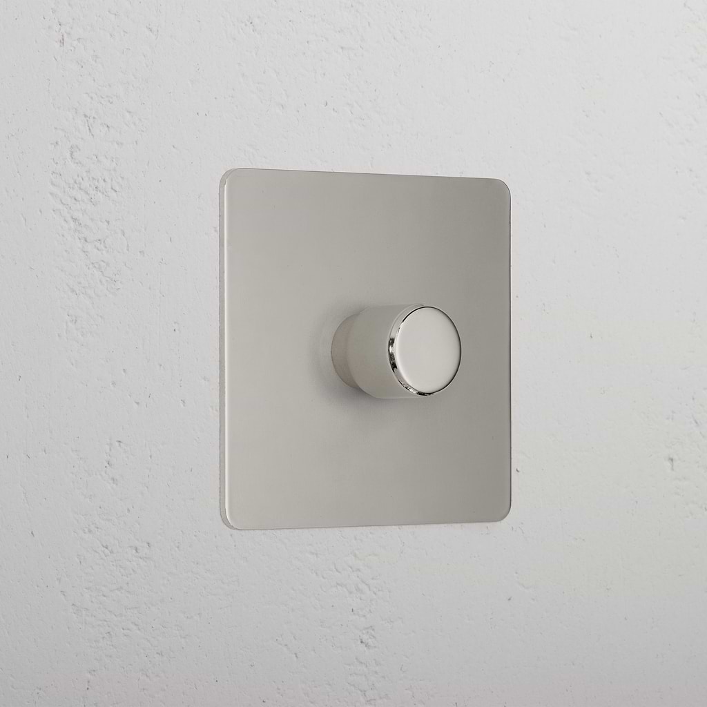 1G Digital Dimmer Switch in polished nickel finish against a white background.