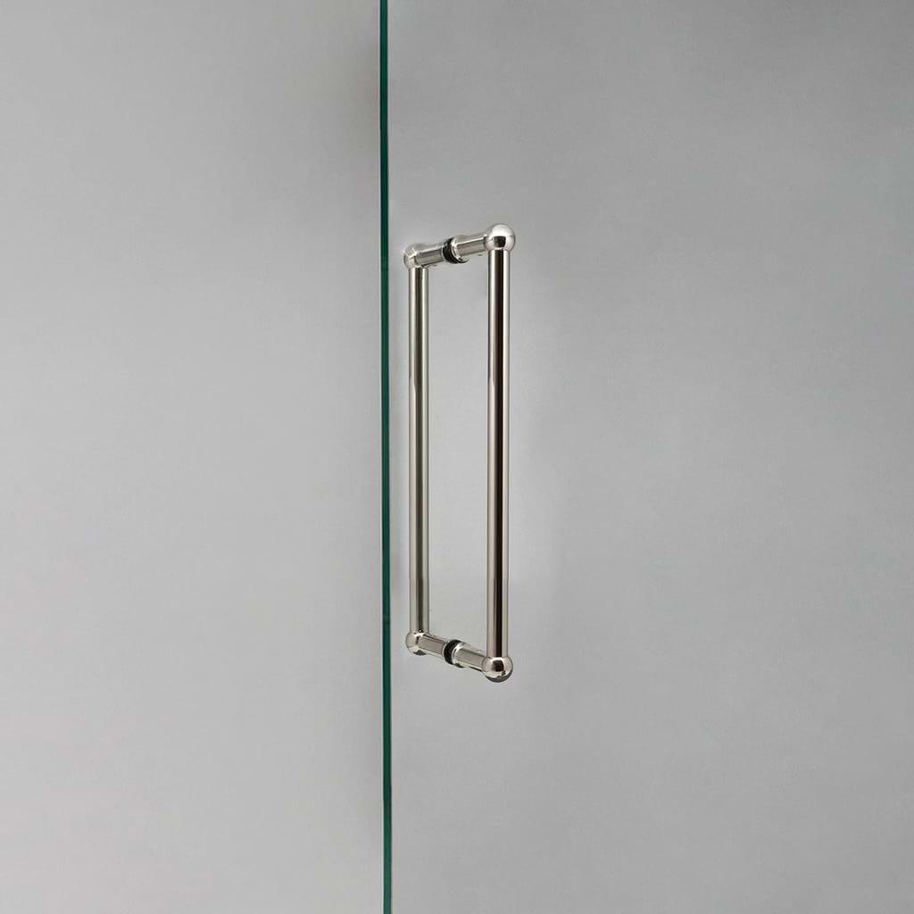 Polished Nickel Harper Double Pull Handle 320mm On White Background