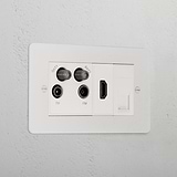 Aerial + HDMI + CAT6 Socket _ Paintable White