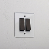 2G Two Way Rocker Switch - Clear Bronze Black