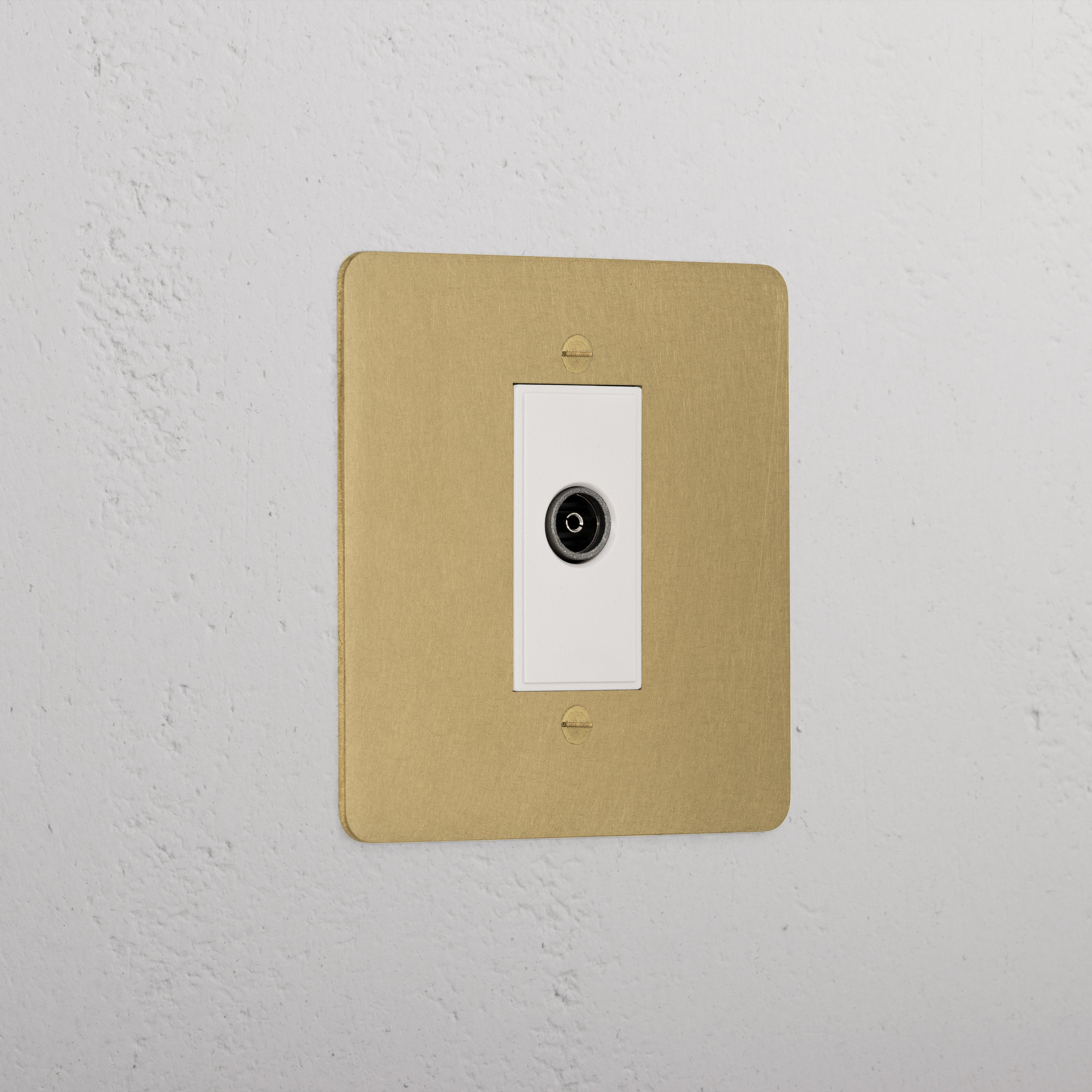 Premium Antique Brass Tv Outlet Socket White
