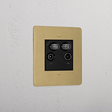 Luxury Antique Brass Aerial Socket Black