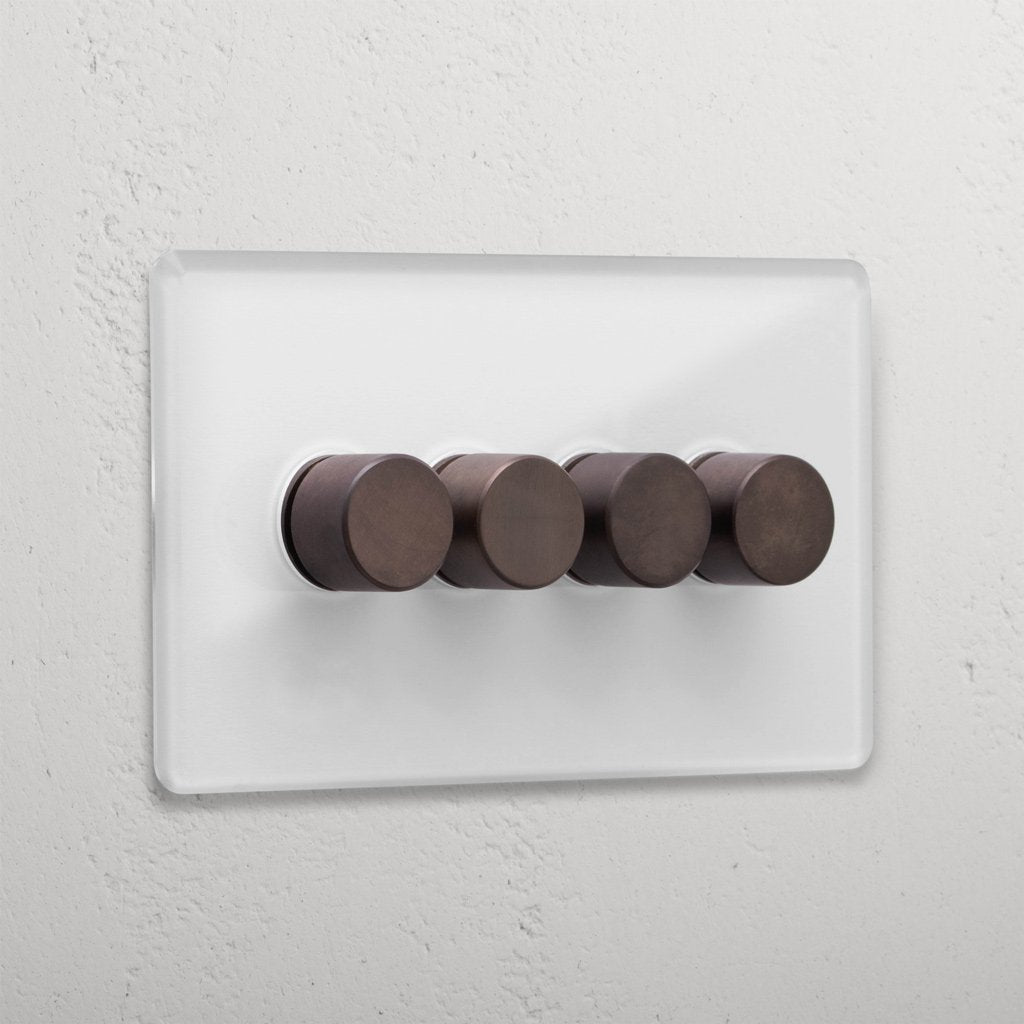 Clear Bronze 4 Gang 2 Way Designer Dimmer Light Switch