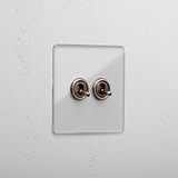 2G Intermediate Toggle Switch - Clear Antique Brass
