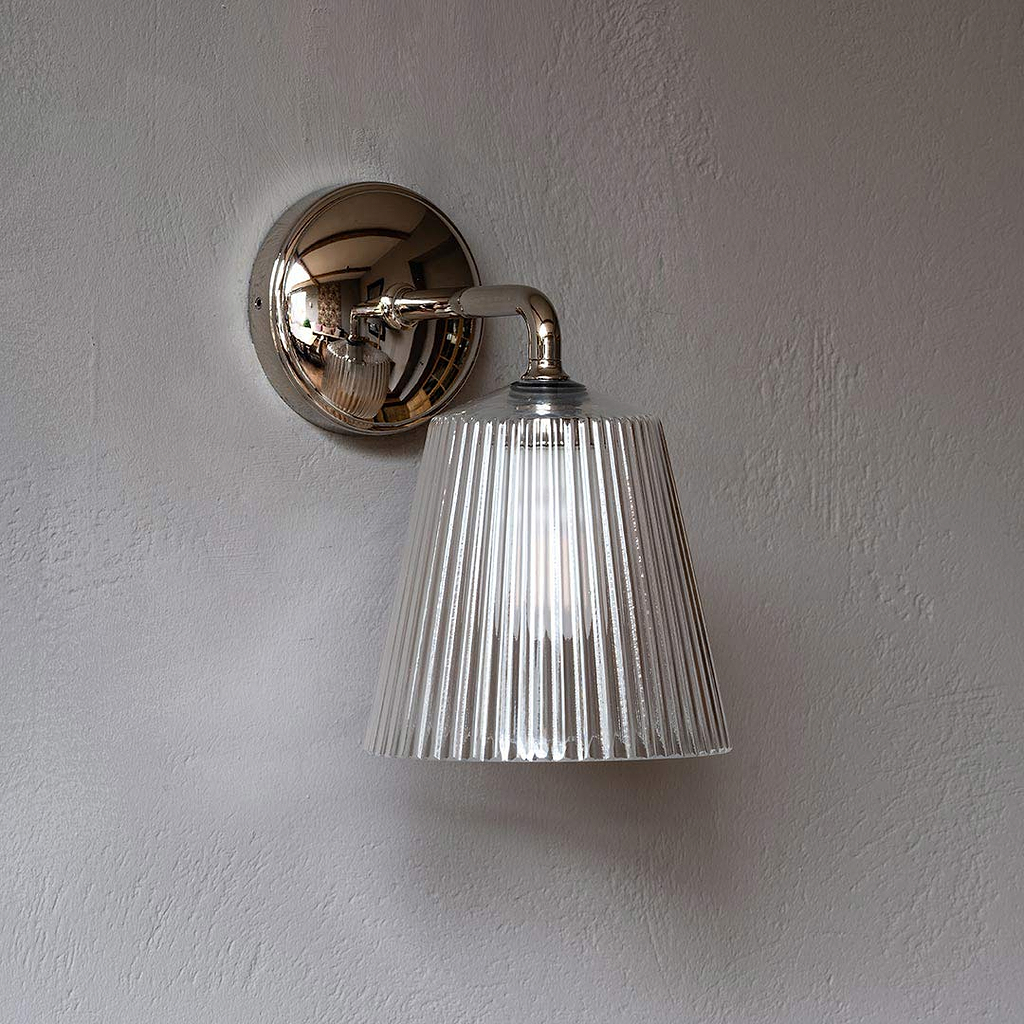 Richmond Medium Wall Light Fluted Shade| Polished Nickel | Corston